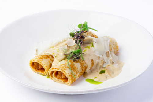 Блины с фаршем из мраморной говядины