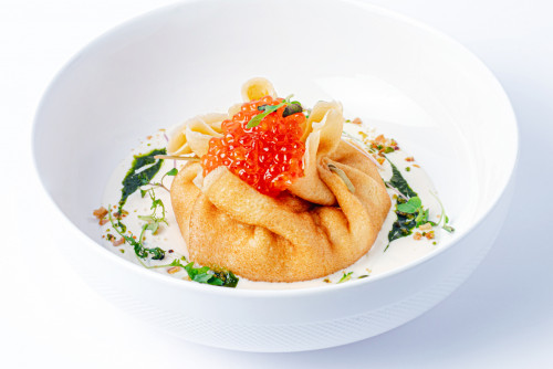 Блин с грибами и креветками